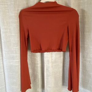 Long sleeve turtle neck crop top